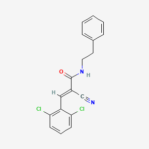 (E)-2-Cyano-3-(2,6-dichlorophenyl)-N-(2-phenylethyl)prop-2-enamide