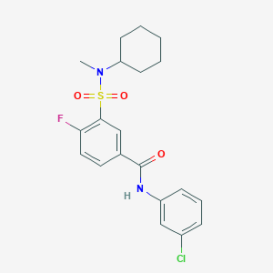 molecular formula C20H22ClFN2O3S B3000618 N-(3-chlorophenyl)-3-[cyclohexyl(methyl)sulfamoyl]-4-fluorobenzamide CAS No. 451477-09-1