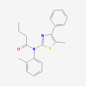 molecular formula C21H22N2OS B300062 N-(2-methylphenyl)-N-(5-methyl-4-phenyl-1,3-thiazol-2-yl)butanamide 