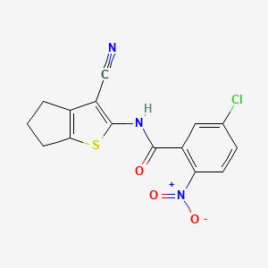 molecular formula C15H10ClN3O3S B3000621 5-chloro-N-(3-cyano-5,6-dihydro-4H-cyclopenta[b]thiophen-2-yl)-2-nitrobenzamide CAS No. 476282-96-9