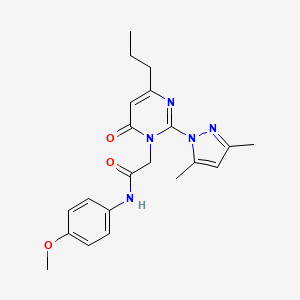 molecular formula C21H25N5O3 B3000622 2-(2-(3,5-dimethyl-1H-pyrazol-1-yl)-6-oxo-4-propylpyrimidin-1(6H)-yl)-N-(4-methoxyphenyl)acetamide CAS No. 1002432-33-8