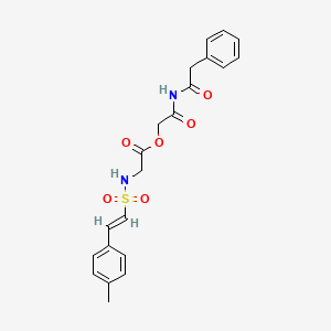 molecular formula C21H22N2O6S B3000623 [2-oxo-2-[(2-phenylacetyl)amino]ethyl] 2-[[(E)-2-(4-methylphenyl)ethenyl]sulfonylamino]acetate CAS No. 878086-72-7