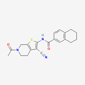 molecular formula C21H21N3O2S B3000624 N-(6-acetyl-3-cyano-4,5,6,7-tetrahydrothieno[2,3-c]pyridin-2-yl)-5,6,7,8-tetrahydronaphthalene-2-carboxamide CAS No. 864858-87-7