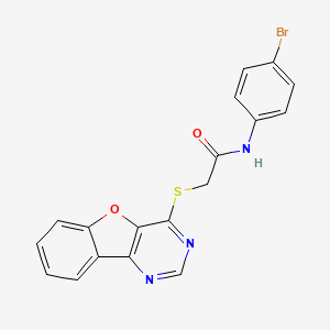molecular formula C18H12BrN3O2S B3000625 2-(benzofuro[3,2-d]pyrimidin-4-ylthio)-N-(4-bromophenyl)acetamide CAS No. 851130-24-0