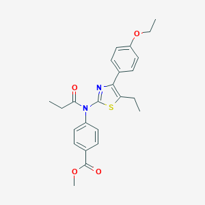 molecular formula C24H26N2O4S B300063 Methyl 4-[[4-(4-ethoxyphenyl)-5-ethyl-1,3-thiazol-2-yl](propionyl)amino]benzoate 