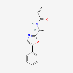molecular formula C14H14N2O2 B3000630 N-[1-(5-Phenyl-1,3-oxazol-2-yl)ethyl]prop-2-enamide CAS No. 2305309-52-6
