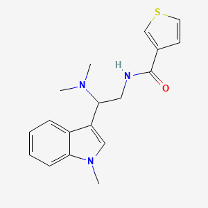 molecular formula C18H21N3OS B3000639 N-(2-(dimethylamino)-2-(1-methyl-1H-indol-3-yl)ethyl)thiophene-3-carboxamide CAS No. 1396800-75-1
