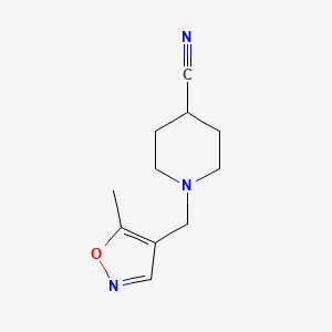 molecular formula C11H15N3O B3000640 1-((5-Methylisoxazol-4-yl)methyl)piperidine-4-carbonitrile CAS No. 2034245-61-7