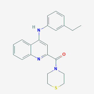 molecular formula C22H23N3OS B3000653 (4-((3-Ethylphenyl)amino)quinolin-2-yl)(thiomorpholino)methanone CAS No. 1226448-97-0