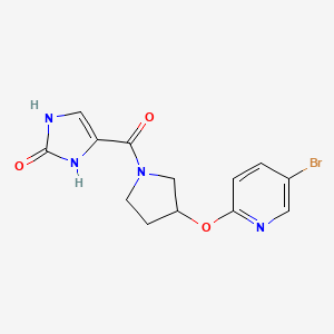 molecular formula C13H13BrN4O3 B3000662 4-(3-((5-溴吡啶-2-基)氧基)吡咯烷-1-羰基)-1H-咪唑-2(3H)-酮 CAS No. 1903281-62-8