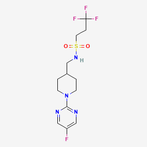 molecular formula C13H18F4N4O2S B3000671 3,3,3-trifluoro-N-{[1-(5-fluoropyrimidin-2-yl)piperidin-4-yl]methyl}propane-1-sulfonamide CAS No. 2097936-17-7