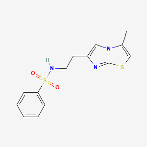 molecular formula C14H15N3O2S2 B3000688 N-[2-(3-methylimidazo[2,1-b][1,3]thiazol-6-yl)ethyl]benzenesulfonamide CAS No. 868980-79-4
