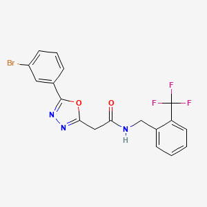 molecular formula C18H13BrF3N3O2 B3000691 2-(5-(3-bromophenyl)-1,3,4-oxadiazol-2-yl)-N-(2-(trifluoromethyl)benzyl)acetamide CAS No. 1251630-78-0