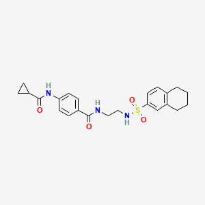 molecular formula C23H27N3O4S B3000692 4-(cyclopropanecarboxamido)-N-(2-(5,6,7,8-tetrahydronaphthalene-2-sulfonamido)ethyl)benzamide CAS No. 1091405-20-7