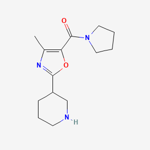 molecular formula C14H21N3O2 B3000696 (4-甲基-2-哌啶-3-基-1,3-恶唑-5-基)-吡咯烷-1-基甲酮 CAS No. 2241141-70-6