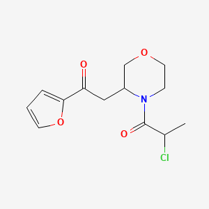 molecular formula C13H16ClNO4 B3000698 2-Chloro-1-[3-[2-(furan-2-yl)-2-oxoethyl]morpholin-4-yl]propan-1-one CAS No. 2411255-87-1