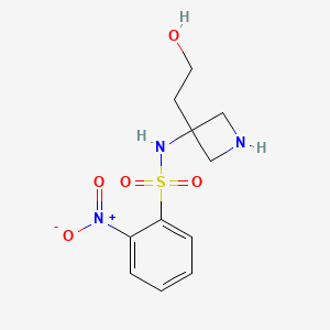 molecular formula C11H15N3O5S B3000699 N-[3-(2-Hydroxyethyl)azetidin-3-yl]-2-nitrobenzenesulfonamide CAS No. 2138119-91-0