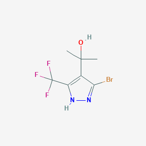 molecular formula C7H8BrF3N2O B3000701 2-(5-Bromo-3-(trifluoromethyl)-1H-pyrazol-4-yl)propan-2-ol CAS No. 1929549-10-9