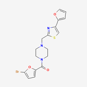 molecular formula C17H16BrN3O3S B3000702 (5-Bromofuran-2-yl)(4-((4-(furan-2-yl)thiazol-2-yl)methyl)piperazin-1-yl)methanone CAS No. 1105232-62-9