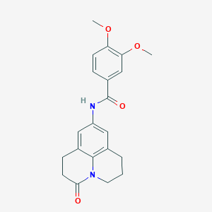 3,4-dimethoxy-N-(3-oxo-1,2,3,5,6,7-hexahydropyrido[3,2,1-ij]quinolin-9-yl)benzamide