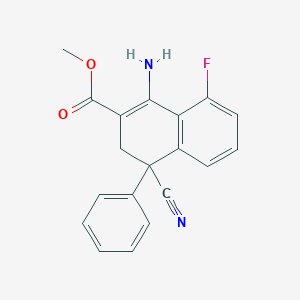 molecular formula C19H15FN2O2 B3000734 Methyl 1-amino-4-cyano-8-fluoro-4-phenyl-3,4-dihydro-2-naphthalenecarboxylate CAS No. 400087-68-5