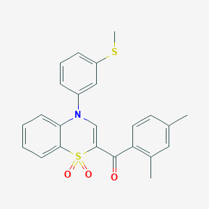 molecular formula C24H21NO3S2 B3000737 (2,4-dimethylphenyl){4-[3-(methylthio)phenyl]-1,1-dioxido-4H-1,4-benzothiazin-2-yl}methanone CAS No. 1114871-89-4