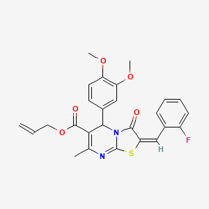 Allyl (2E)-5-(3,4-dimethoxyphenyl)-2-(2-fluorobenzylidene)-7-methyl-3-oxo-2,3-dihydro-5H-[1,3]thiazolo[3,2-A]pyrimidine-6-carboxylate