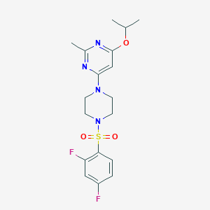 molecular formula C18H22F2N4O3S B3000746 4-(4-((2,4-Difluorophenyl)sulfonyl)piperazin-1-yl)-6-isopropoxy-2-methylpyrimidine CAS No. 946302-41-6