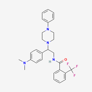 molecular formula C28H31F3N4O B3000748 N-(2-(4-(dimethylamino)phenyl)-2-(4-phenylpiperazin-1-yl)ethyl)-2-(trifluoromethyl)benzamide CAS No. 1005297-44-8