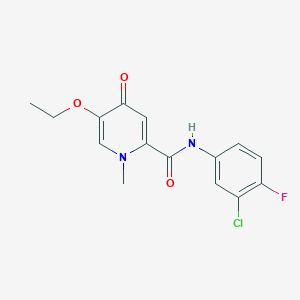 molecular formula C15H14ClFN2O3 B3000750 N-(3-chloro-4-fluorophenyl)-5-ethoxy-1-methyl-4-oxopyridine-2-carboxamide CAS No. 1105250-88-1