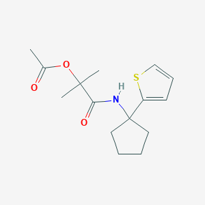 molecular formula C15H21NO3S B3000754 2-Methyl-1-oxo-1-((1-(thiophen-2-yl)cyclopentyl)amino)propan-2-yl acetate CAS No. 2034345-45-2