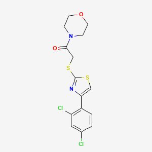 molecular formula C15H14Cl2N2O2S2 B3000760 2-((4-(2,4-Dichlorophenyl)thiazol-2-yl)thio)-1-morpholinoethanone CAS No. 902814-04-4