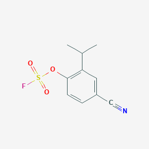 molecular formula C10H10FNO3S B3000761 4-Cyano-1-fluorosulfonyloxy-2-propan-2-ylbenzene CAS No. 2411297-10-2