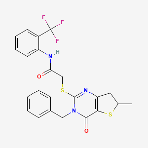 2-[(3-benzyl-6-methyl-4-oxo-6,7-dihydrothieno[3,2-d]pyrimidin-2-yl)sulfanyl]-N-[2-(trifluoromethyl)phenyl]acetamide