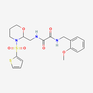 B3000771 N1-(2-methoxybenzyl)-N2-((3-(thiophen-2-ylsulfonyl)-1,3-oxazinan-2-yl)methyl)oxalamide CAS No. 869072-17-3