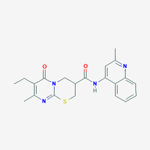 molecular formula C21H22N4O2S B3000776 7-ethyl-8-methyl-N-(2-methylquinolin-4-yl)-6-oxo-2,3,4,6-tetrahydropyrimido[2,1-b][1,3]thiazine-3-carboxamide CAS No. 1421505-18-1