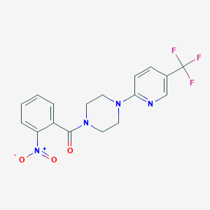 molecular formula C17H15F3N4O3 B3000786 (2-硝基苯基)-[4-[5-(三氟甲基)吡啶-2-基]哌嗪-1-基]甲酮 CAS No. 1023496-55-0