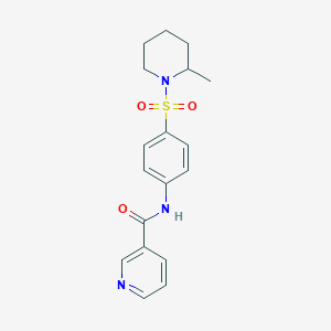 molecular formula C18H21N3O3S B300079 N-{4-[(2-methyl-1-piperidinyl)sulfonyl]phenyl}nicotinamide 
