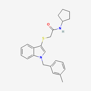 molecular formula C23H26N2OS B3000793 N-环戊基-2-((1-(3-甲基苄基)-1H-吲哚-3-基)硫代)乙酰胺 CAS No. 896676-66-7