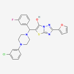 molecular formula C25H21ClFN5O2S B3000798 5-((4-(3-Chlorophenyl)piperazin-1-yl)(3-fluorophenyl)methyl)-2-(furan-2-yl)thiazolo[3,2-b][1,2,4]triazol-6-ol CAS No. 887221-93-4