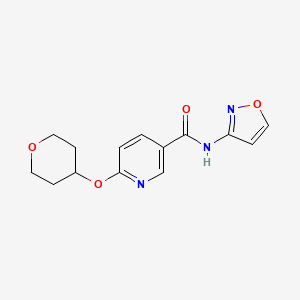 molecular formula C14H15N3O4 B3000801 N-(isoxazol-3-yl)-6-((tetrahydro-2H-pyran-4-yl)oxy)nicotinamide CAS No. 2034276-71-4