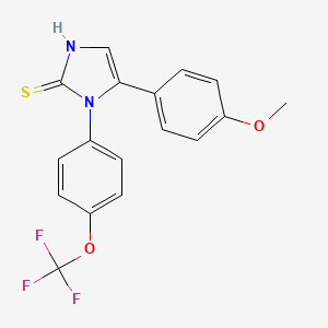 molecular formula C17H13F3N2O2S B3000818 5-(4-甲氧基苯基)-1-(4-(三氟甲氧基)苯基)-1H-咪唑-2(3H)-硫酮 CAS No. 1105190-83-7