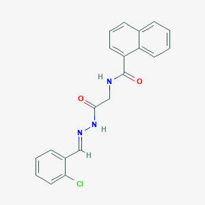 molecular formula C20H16ClN3O2 B3000819 (E)-N-(2-(2-(2-chlorobenzylidene)hydrazinyl)-2-oxoethyl)-1-naphthamide CAS No. 391883-62-8