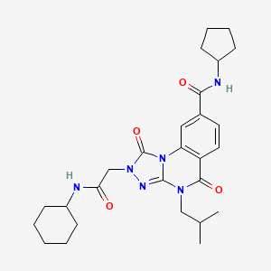 molecular formula C27H36N6O4 B3000822 2-[2-(cyclohexylamino)-2-oxoethyl]-N-cyclopentyl-4-(2-methylpropyl)-1,5-dioxo-[1,2,4]triazolo[4,3-a]quinazoline-8-carboxamide CAS No. 1242899-82-6