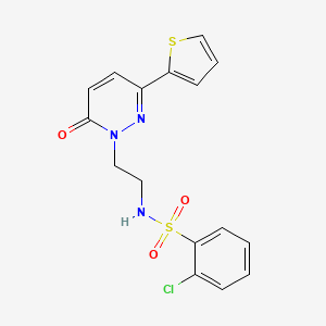 molecular formula C16H14ClN3O3S2 B3000828 2-氯-N-(2-(6-氧代-3-(噻吩-2-基)嘧啶-1(6H)-基)乙基)苯磺酰胺 CAS No. 946265-17-4