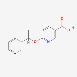 molecular formula C14H13NO3 B3000832 6-(1-Phenylethoxy)pyridine-3-carboxylic acid CAS No. 1016758-25-0