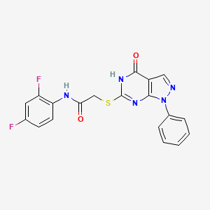 molecular formula C19H13F2N5O2S B3000838 N-(2,4-二氟苯基)-2-({4-氧代-1-苯基-1H,4H,5H-吡唑并[3,4-d]嘧啶-6-基}硫代)乙酰胺 CAS No. 847772-62-7