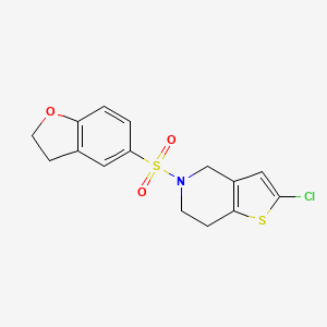 molecular formula C15H14ClNO3S2 B3000847 2-氯-5-((2,3-二氢苯并呋喃-5-基)磺酰基)-4,5,6,7-四氢噻吩并[3,2-c]吡啶 CAS No. 2034224-76-3