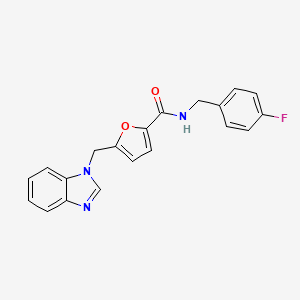 molecular formula C20H16FN3O2 B3000851 5-((1H-苯并[d]咪唑-1-基)甲基)-N-(4-氟苄基)呋喃-2-甲酰胺 CAS No. 1171488-80-4