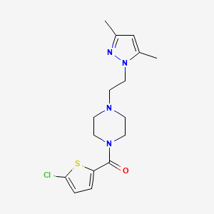 molecular formula C16H21ClN4OS B3000863 (5-chlorothiophen-2-yl)(4-(2-(3,5-dimethyl-1H-pyrazol-1-yl)ethyl)piperazin-1-yl)methanone CAS No. 1286703-00-1